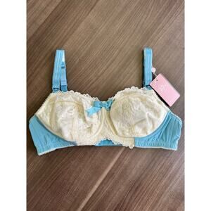 NWT Cake Lingerie Maternity Unlined Nursing Bra Wireless Blue Lace 38D